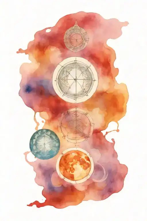 triple moon phases in a straight fire brand + skeleton key tattoo design idea