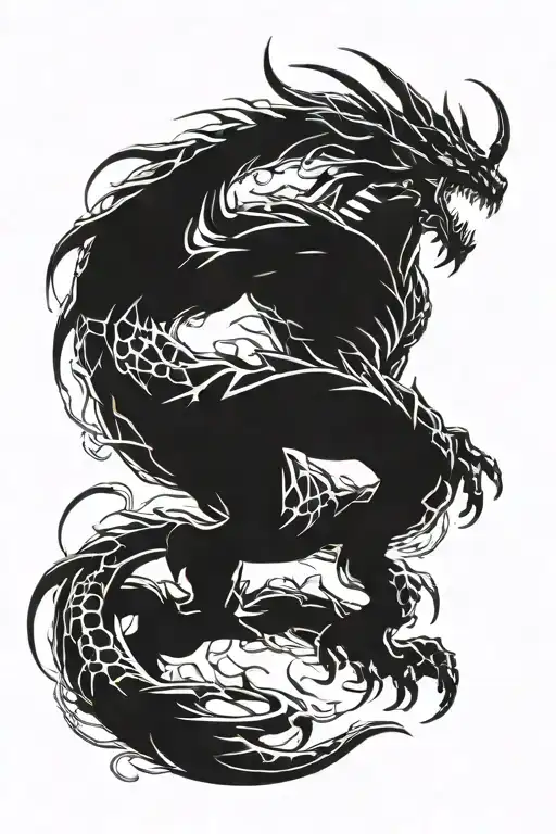 a boywith dragon shadow fiend from game tattoo design idea