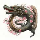 ouroboros dragon with cherry blossom tree tattoo design idea