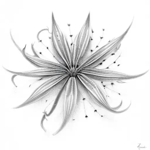 spider Lilly with star dust and elaborate lines tattoo design idea