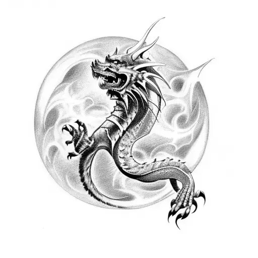 Lyrics from a Nightwish song woven into a dragon design tattoo design idea