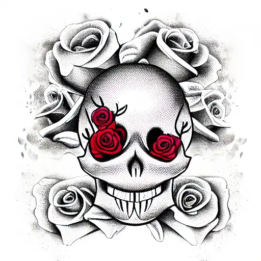 Skull and Roses tattoo design idea
