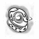 a simple vector black and white logo design in the style of Snake and Hourglass  tattoo design idea