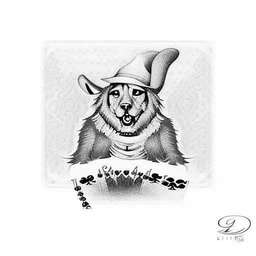poker game with the name Cheri Lipscomb written on a ace card tattoo design idea