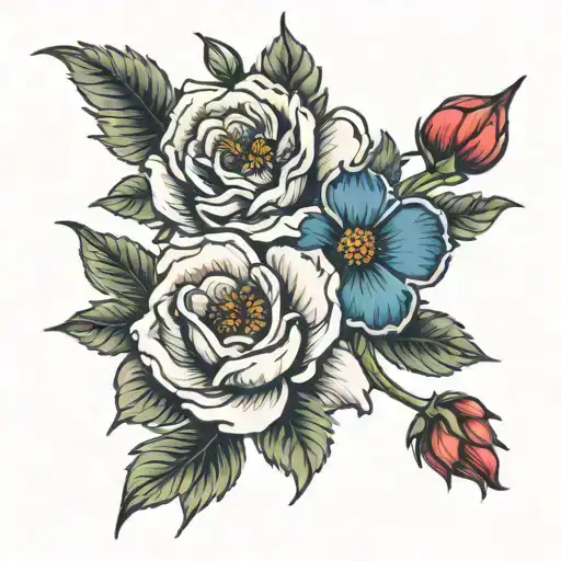 September and October Birth Flower tattoo design idea