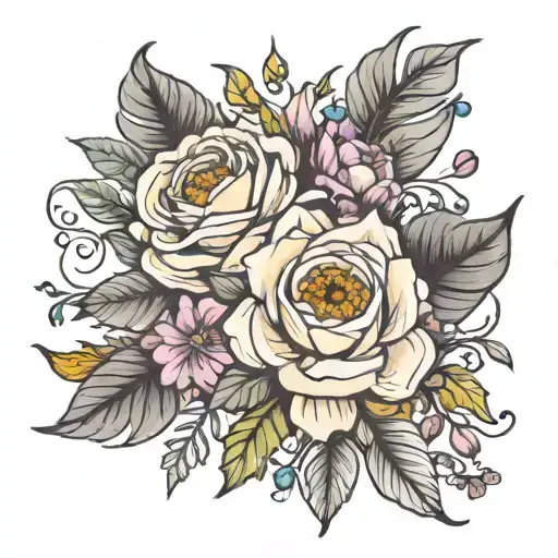 September and October Birth Flower Bouquet" Tattoo Design Idea tattoo design idea