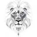 Realistic lion  with nordic compass tattoo design idea