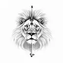 Realistic lion  with nordic compass tattoo design idea