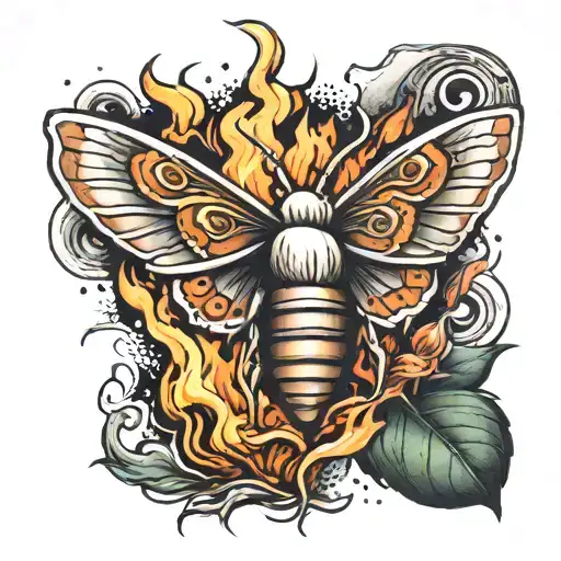 moth conquering fire   tattoo design idea