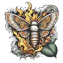 moth conquering fire   tattoo design idea
