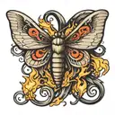 moth conquering fire   tattoo design idea