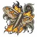 moth conquering fire   tattoo design idea