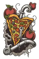 pizza and heart shaped lock tattoo design idea