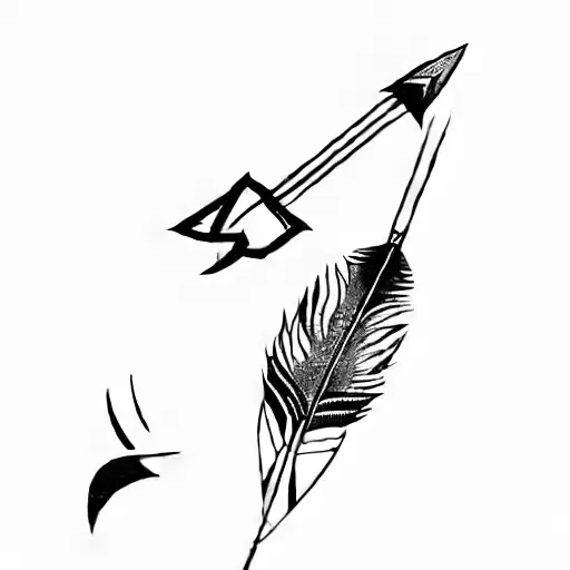an arrow with feathers tattoo design idea