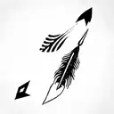 an arrow with feathers tattoo design idea
