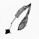 an arrow with feathers tattoo design idea