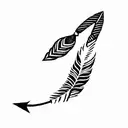 an arrow with feathers tattoo design idea