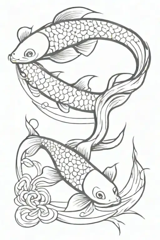 Koi fish and cat tattoo design idea