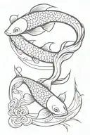 Koi fish and cat tattoo design idea