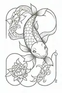 Koi fish and cat tattoo design idea