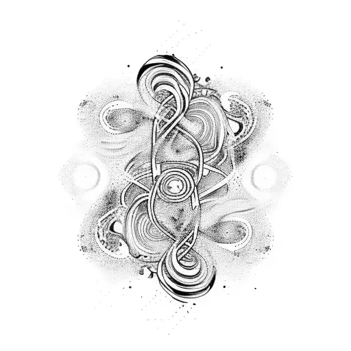 A swirling symphony of musical notes intertwined with graceful dance movements tattoo design idea