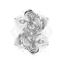 A swirling symphony of musical notes intertwined with graceful dance movements tattoo design idea