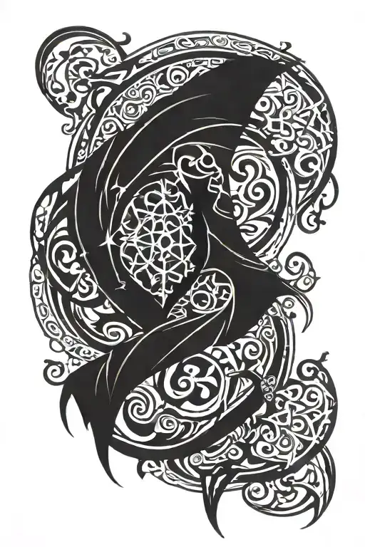 dark ornamental with lord of the rings nazgul lord tattoo design idea