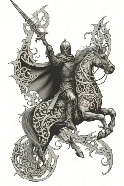 dark ornamental with lord of the rings nazgul lord tattoo design idea