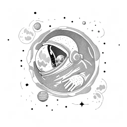 astronaut on the moon sitting  tattoo design idea