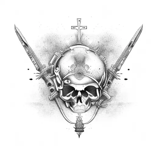 holy death pistol tattoo design idea