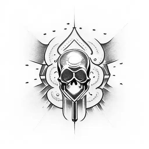 holy death pistol tattoo design idea