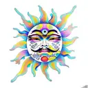 Sun face psychedelic  tattoo design idea