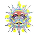 Sun face psychedelic  tattoo design idea