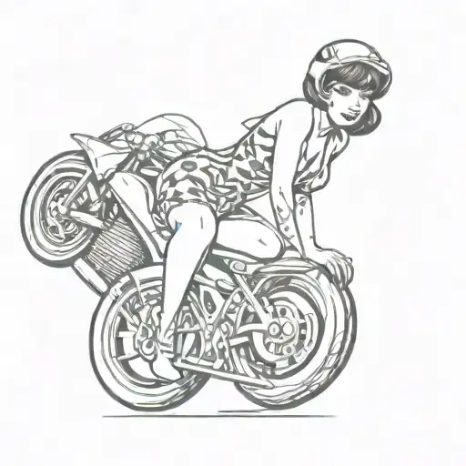 A coverup tattoo of a pinup girl dressed in a racing suit  tattoo design idea