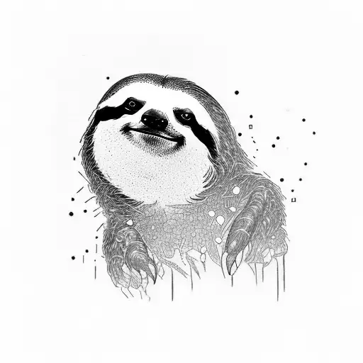 sloth blurry tattoo design idea