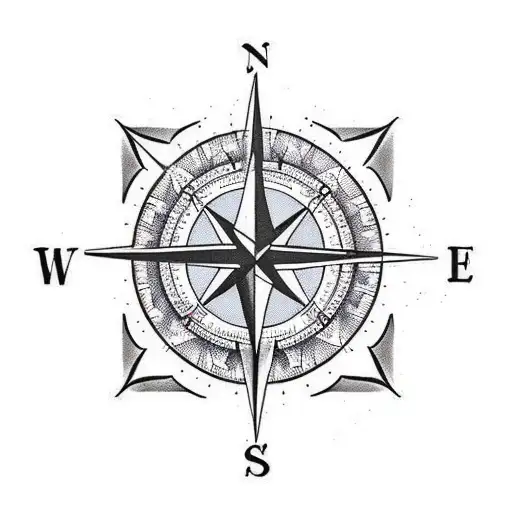 compass with mountains tattoo design idea