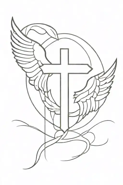 Christian Cross with wings tattoo design idea