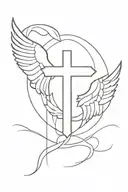 Christian Cross with wings tattoo design idea