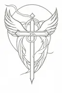Christian Cross with wings tattoo design idea