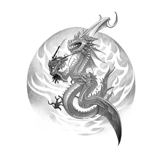 The Dragonslayer sword from 'Berserk' cuts across the arm from shoulder to hand, surrounded by japanese motifs tattoo design idea