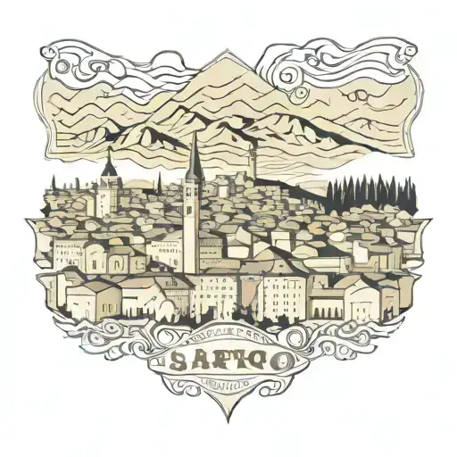 Sarajevo city, Sarajevo Skyline, Sarajevo Olympic Games 1984, Sarajevo tattoo design idea