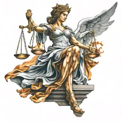 Lady justice full body tattoo design idea