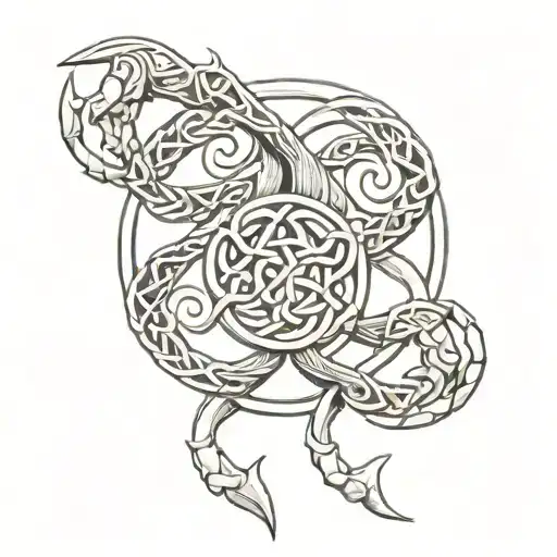 celtic knot of eternal love and scorpion tattoo design idea
