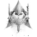 A warrior princess with intricate armor and a sword tattoo design idea