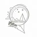 iceberg and mirror of sky and stars and sea and palm tree  tattoo design idea
