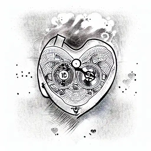 heart with dial from the game dishonored tattoo design idea