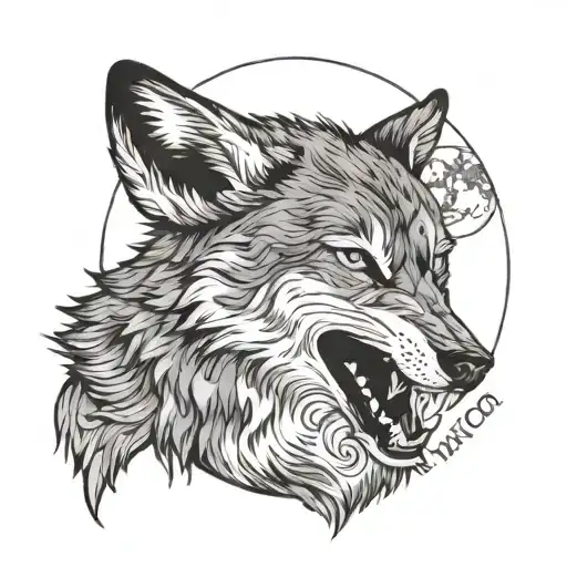 A wolf howling at the moon with a quote from Sun Tzu's 'The Art of War' tattoo design idea