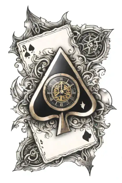 clock eye ace of spades tattoo design idea