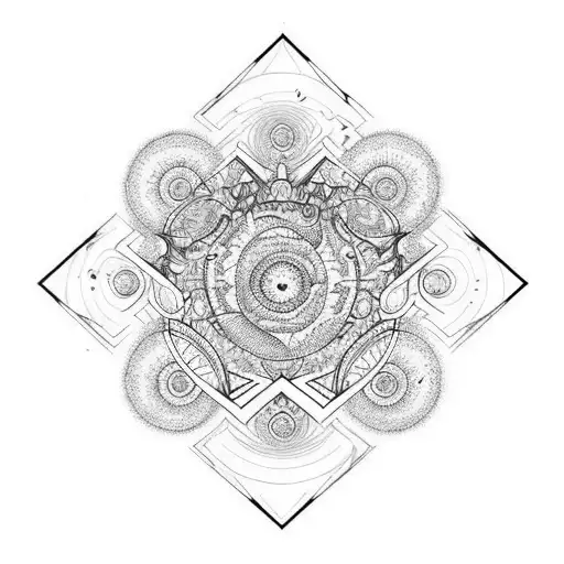 "Dimethyltryptamine molecule made with vine and with a space theme, planets, stars." tattoo design idea