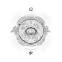 "Dimethyltryptamine molecule made with vine and with a space theme, planets, stars." tattoo design idea